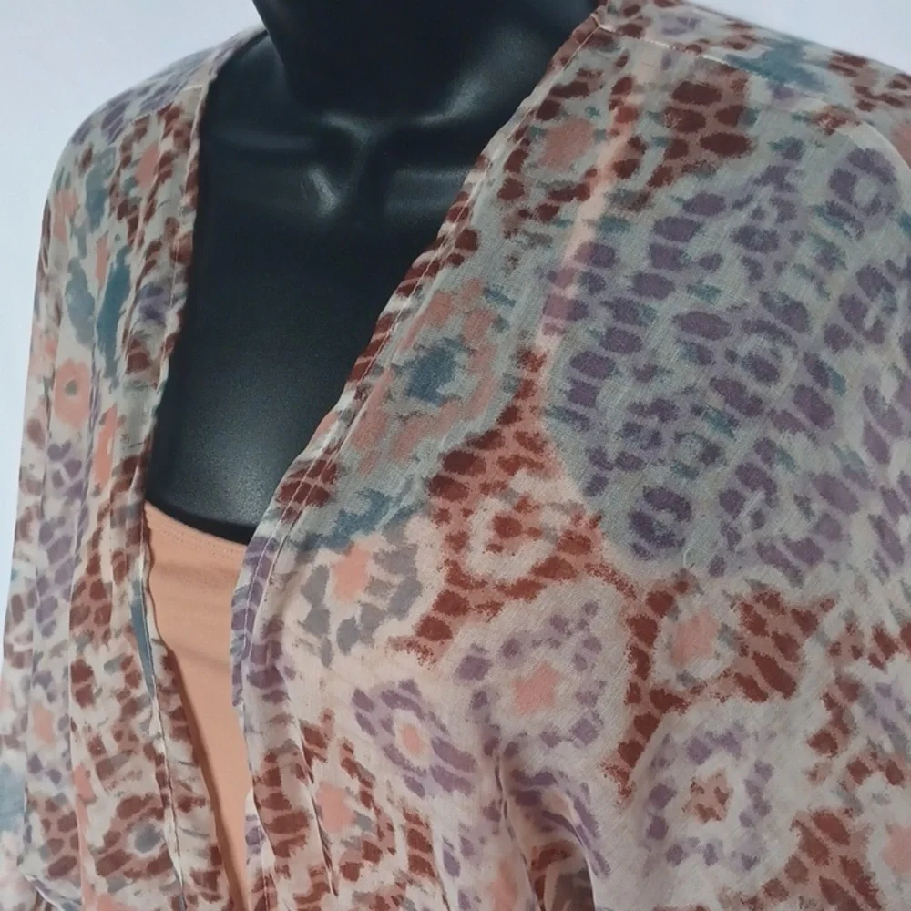 NWT SONOMA WATERCOLOR IKAT LONG KIMONO (BROWN MULTI / OS)